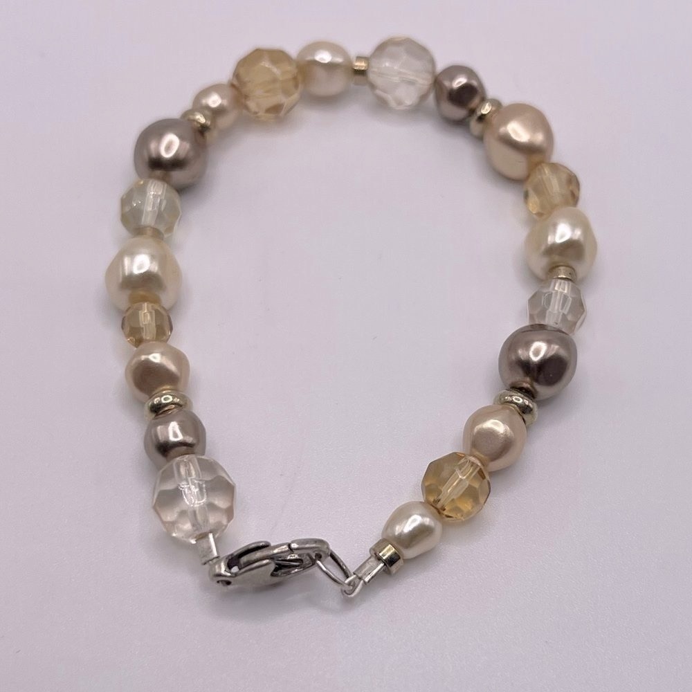 Champagne and Neutral Color 925 Handmade Antique Bracelet